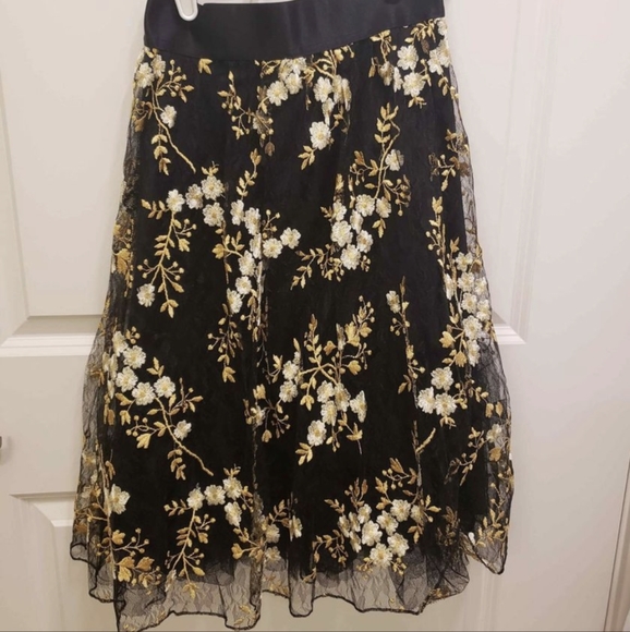 Express Floral Embroidered Ballerina Midi Skirt (XS) - Picture 2 of 7